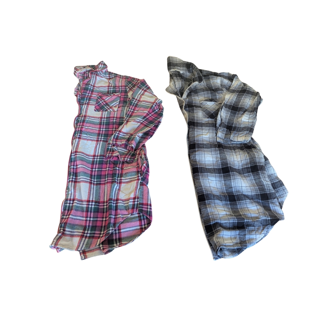 EUC Sonoma Womens XL Flannel Boyfriend Button Down Sleepshirt Bundle Pockets